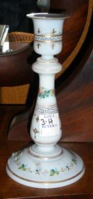 White candlestick holder with gold trim & painted flowers