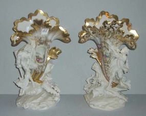 Pair of Old Paris Gold Trimmed Vases