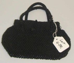 Black Honeycomb Beaded Bag