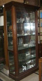 Large Glass and Mahogany Light/Mirror Display Cabinet