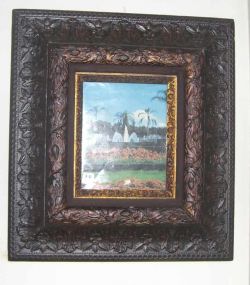 Carved Picture Frame w/Fountain Print