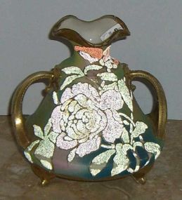 Nippon Coralene Footed Vase