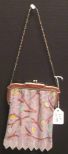 Whiting & Davis Floral Enameled Steel Mesh Purse w/Enameled Frame