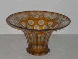 Crystal Amber Overlay Compote