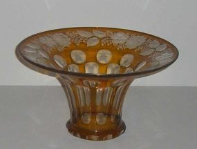 Crystal Amber Overlay Compote