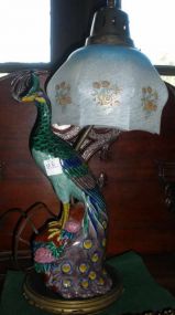 Peacock Lamp w/Frosted Glass