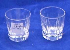 Pair of clear etched shot glasses