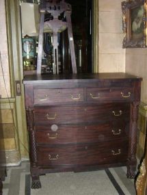 Federal 5 Drawer Mahogany Chest w/Bowed Lower Drawers