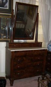 Mahogany Empire Marble Top Dresser