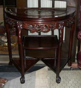 Ornate Pierced Carved Console Table w/Mother of Pearl Inlay
