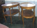 Pair of Marble Top French Provincial Lamp Tables