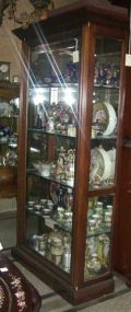 Lighted Glass and Mahogany Mirrored Display Cabinet