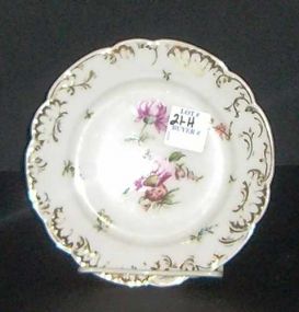 Dresden Plate with Gold Trim and Pink Flowers