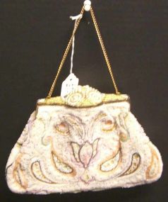 Seed Pearl Beaded Purse w/Exceptional Areas of Tambour Work