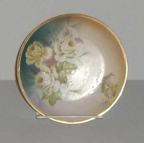Small round hand painted flowers Germany plate