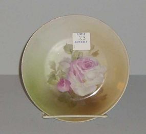 Small round hand painted flowers RS Germany plate