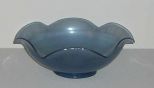 Blue Iridescent Bowl with Scalloped Edges