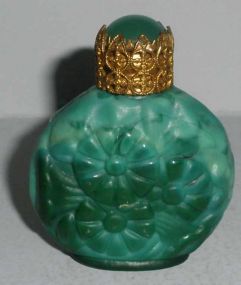 Mini Green Glass Czech Perfume Bottle