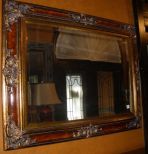 Large beveled mirror with gilt & tortoise shell