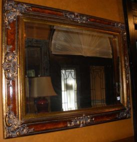 Large beveled mirror with gilt & tortoise shell