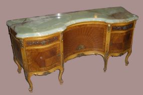 French Inlaid Lady's Dressing Table w/Green Onyx Top