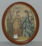 Oval picture of 2 Victorian ladies in garden