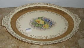 22 Karat Gold Trimmed Double Handled Platter