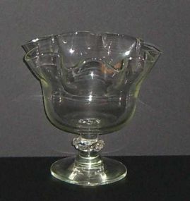 Clear glass ruffled top compote