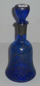 Blue & Silver Overlay Decanter