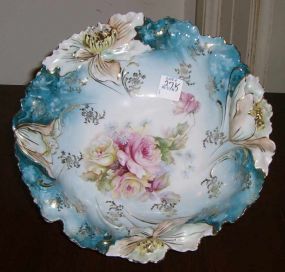 RS Prussia bowl w/molded flower edges and hand painted flowers