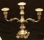 Pair of 3 Light Silver Plated Candelabra