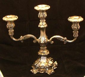 Pair of 3 Light Silver Plated Candelabra