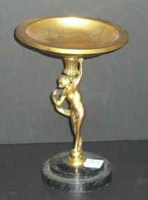 Small gold metal nude lady stem compote