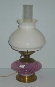 Pink & white swirl lamp