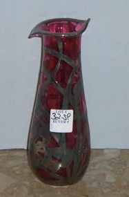 Cranberry Vase with Heavy Sterling Overlay