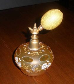 Peach Colored Enameled Perfume Bottle