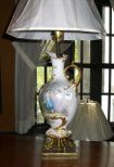 Hand Painted Cherubs Pitcher Lamp