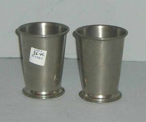 Pair of small pewter glasses