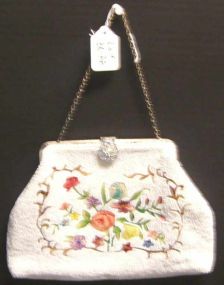 Seed Pearl Beaded Purse w/Areas of Good Tambour Work