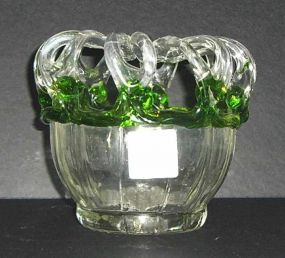 Green & Clear Art Glass Vase