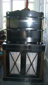 Ebonized Neo-Classic Cabinet with Shelves and Two Door Base