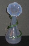 Clear and Green Art Glass Flower Vase