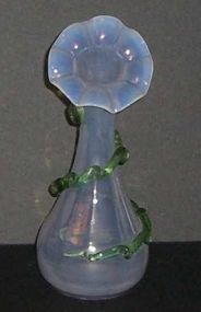 Clear and Green Art Glass Flower Vase