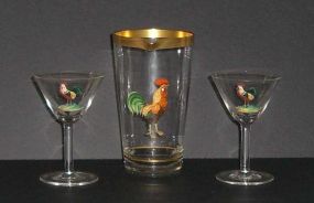 3 Piece Rooster Honesdale Martini Set