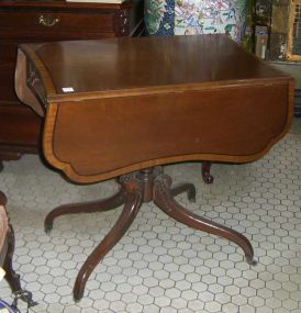 Pembroke One Drawer Mahogany Table w/Spider Leg Base on Casters