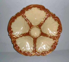 Limoges oyster plate with gold trim