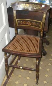 Four rosewood grain painted, stenciled, & gilded cane seat side chairs
