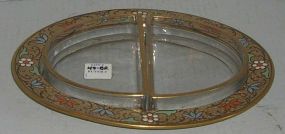 Oval Glass Floral Enameled Dish
