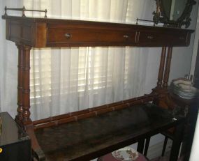 Yew wood two drawer sofa table with brass gallery