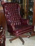 Burgundy Leather High Back Swivel Executive Desk Chair